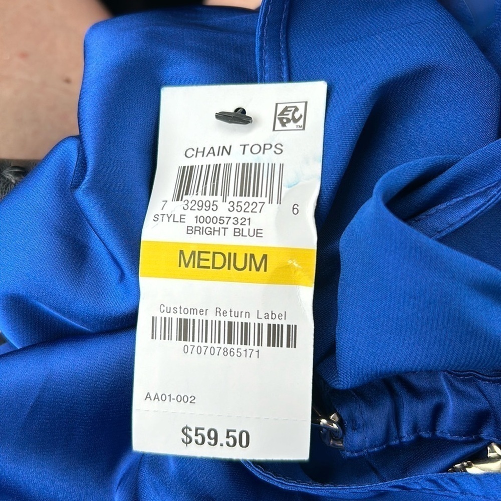 Bright Blue INC Sleeveless Chain Top M - Picture 6 of 8